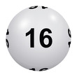 Loto, boule blanche numéro 16