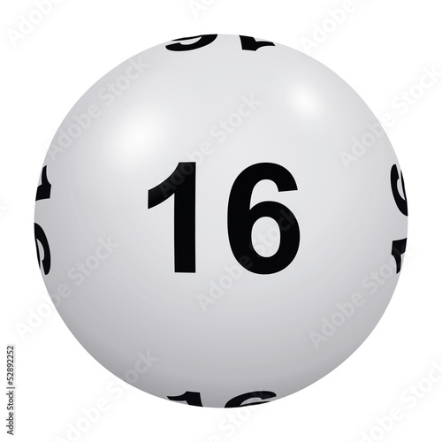 Illustration: Loto, boule blanche numéro 16 Loto, boule blanche numéro 16
