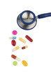 Bunte Tabletten ein Stethoskop