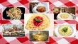 italian pasta, composition with tablecloth