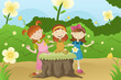 Vector: Girls having a garden party Girls having a garden party