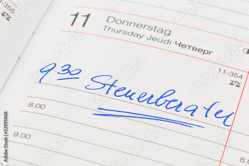 Photo: Eintrag im Kalender: Steuerberater Eintrag im Kalender: Steuerberater
