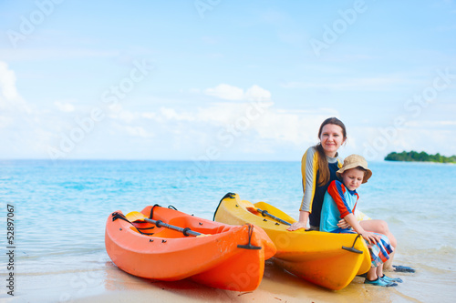 Photo: Mother and son kayaking Mother and son kayaking