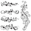 Vector: Collection of vintage floral silhouette designs with butterflies Collection of vintage floral silhouette designs with butterflies