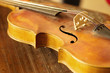 Close-up of an old violin