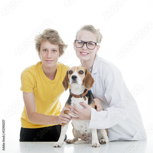 Photo: child vet and pet dog child vet and pet dog