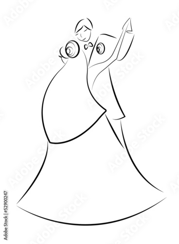 Illustration: dancing just married couple dancing just married couple