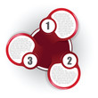 Vector: Red abstract background diagram with three places Red abstract background diagram with three places