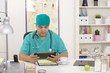 Doctor working on a digital tablet