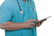 Doctor working on a digital tablet