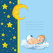 baby shower card with little baby boy sleep