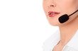 Photo: Support phone operator in headset, isolated on white Support phone operator in headset, isolated on white