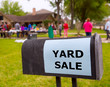 Photo: Yard sale in an american weekend on the lawn Yard sale in an american weekend on the lawn