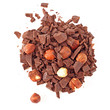 Chocolate with nuts and apricots on white
