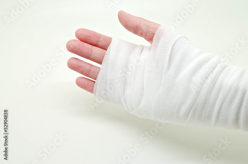 Photo: hand tied with elastic bandage hand tied with elastic bandage