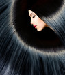 Healthy Long Black Hair. Beauty Brunette Woman