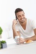 Happy man in the morning