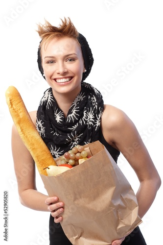 Photo: Young woman with shopping bag Young woman with shopping bag