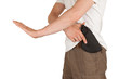 Close-up of a man with holster and a gun