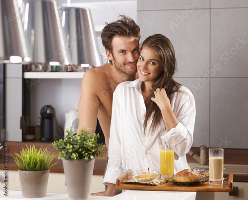 Photo: Happy loving couple in the morning Happy loving couple in the morning