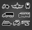 Set of sticky stickers, transport symbols