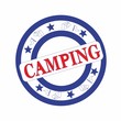 blue press with an inscription the CAMPING, vector