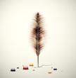 Feather with ink