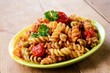 Pasta fusilli with bolognese