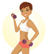 Vector: Sport girl working out with dumbbells Sport girl working out with dumbbells
