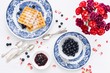 Waffles and fresh blueberries