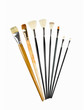 Foto: Paint brushes with gouache isolated on white Paint brushes with gouache isolated on white