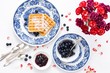 Waffles and fresh blueberries