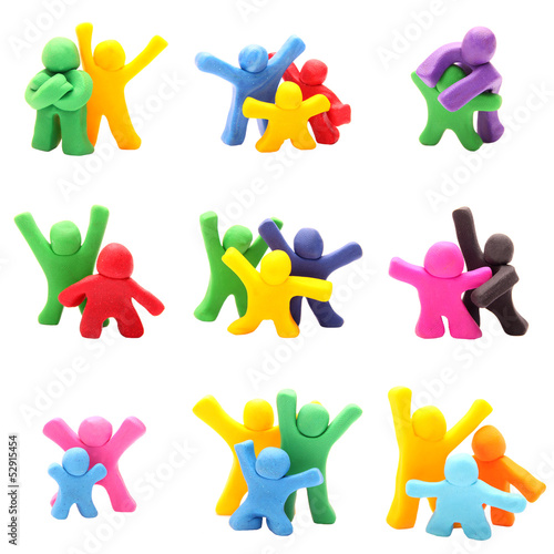 Photo: 9 bunte interagierende Knetmännchen 9 bunte interagierende Knetmännchen
