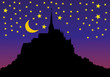 Starry sky in Mont Saint Michel