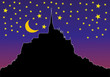 Starry sky in Mont Saint Michel (white outline)