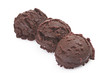 Ice cream chocolate close up on the white