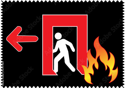 Vector: Emergency fire exit with arrow direction to left side Emergency fire exit with arrow direction to left side