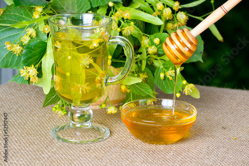 Photo: Linden honey and linden tea Linden honey and linden tea