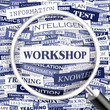 WORKSHOP. Word cloud concept illustration.  