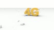 4G text falling and breaking a 3G text,over white background