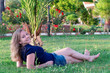 Portrait of a young girl on the grass