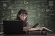 Accountant calculate tax with laptop