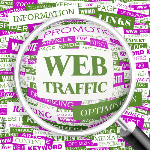 Vector: WEB TRAFFIC. Word cloud concept illustration. WEB TRAFFIC. Word cloud concept illustration.