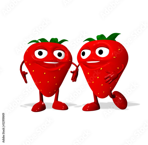 Illustration: 3d rendered of a strawberrys characters 3d rendered of a strawberrys characters