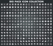 Collection of metallic web and mobile icons and symbols