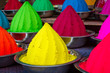 Photo : Colorful piles of powdered dyes used for Holi festival in India Colorful piles of powdered dyes used for Holi festival in India