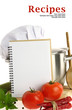 Photo: Blank recipe book and vegetables Blank recipe book and vegetables
