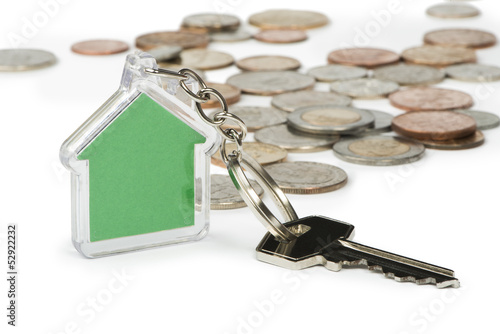 Photo: Coins and house key ring Coins and house key ring