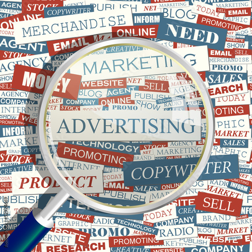 Vector: ADVERTISING. Word cloud concept illustration. ADVERTISING. Word cloud concept illustration.