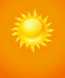 Hot yellow sun icon on orange background